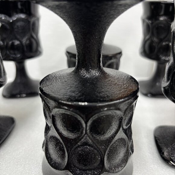 1970’s Noritake Spotlight Vintage Ebony Black Glass Goblets Set of Six (6) RARE - Picture 8 of 11